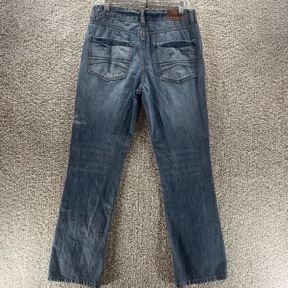 Express Jeans Mens 32x32 Blue Denim Pants Boot Cut Medium Wash Adult Cotton Logo - Picture 6 of 10